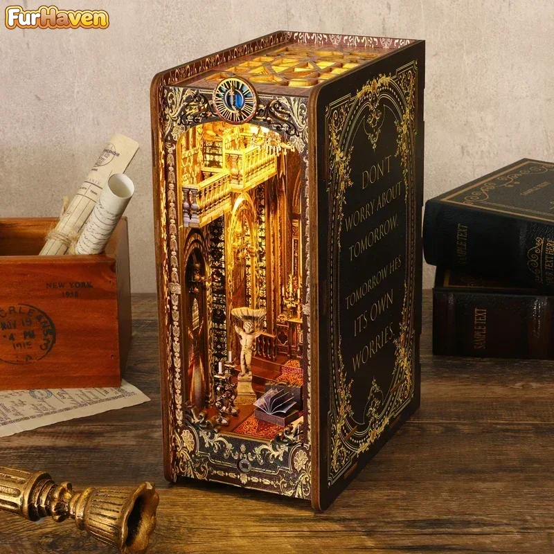 Diy Wooden Book Nook Kit Shelf Insert - Kit Fai-da-Te per Inserti in Legno